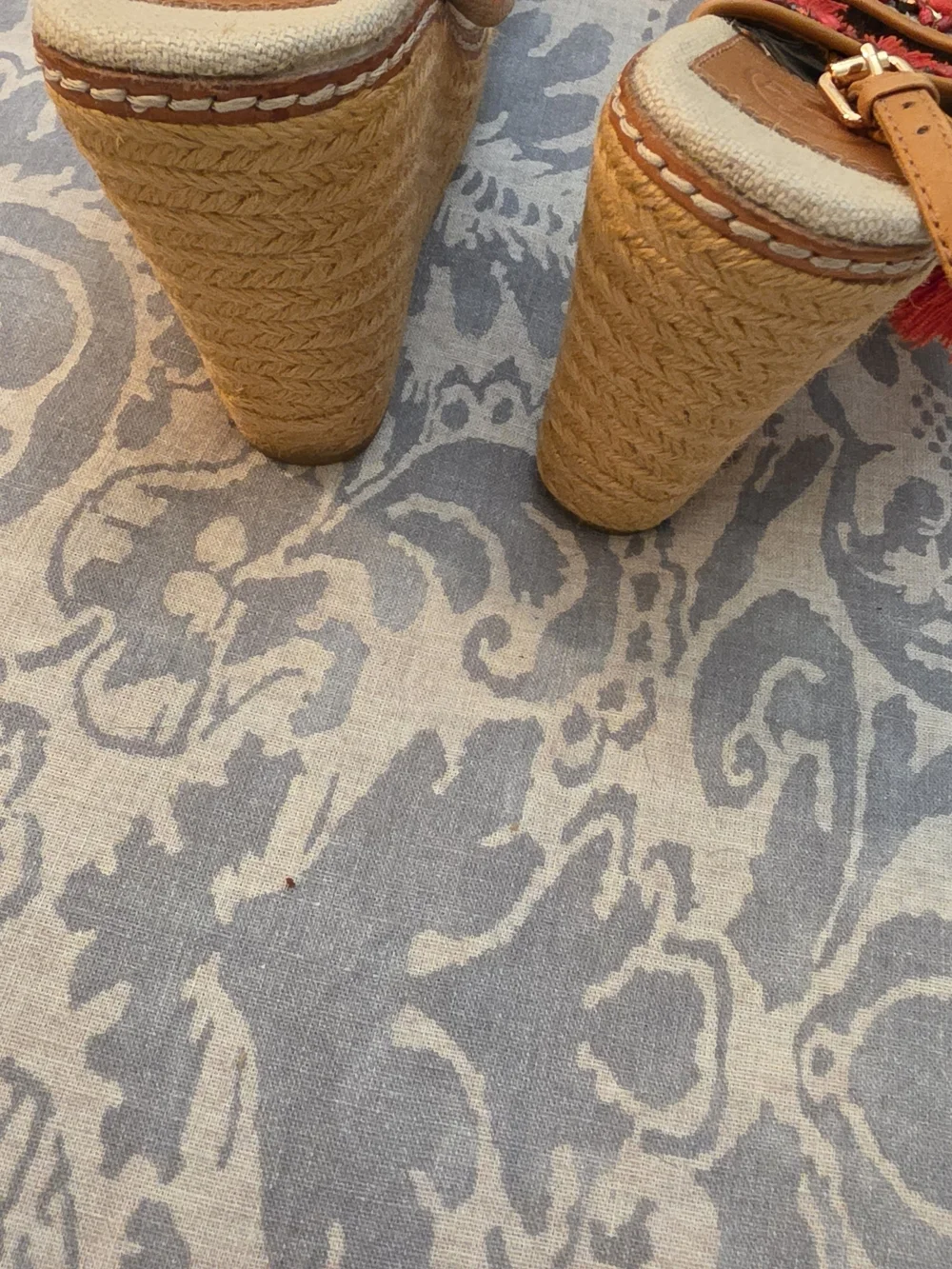 Tory Burch Niyah BohoTassel Leather-Trim Wedge Sandals